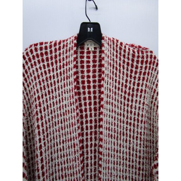 Pol Sweater Small White Open Cardigan Plaid Breathable Duster Preppy - Picture 2 of 10